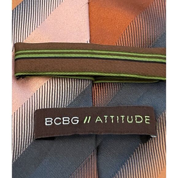 Bcbg Attitude Orange Gray Pink 100% Silk Men’s Neck Tie Made In China - Picture 8 of 9